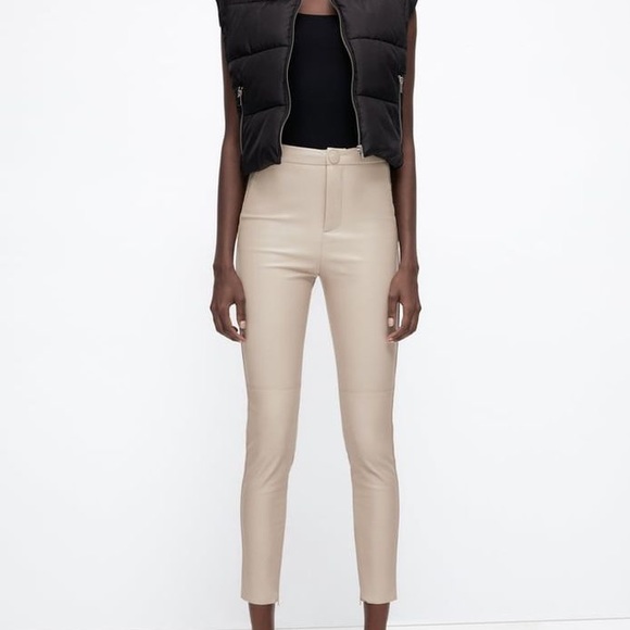 Zara Pants - ZARA faux leather leggings (Sand)